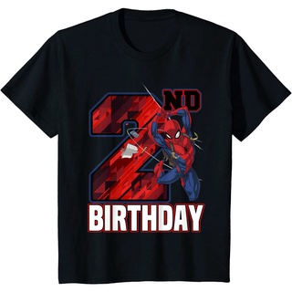 เสื้อยืด ผ้าฝ้ายแท้ ระบายอากาศได้ดี พิมพ์ลาย Marvel Spider-Man Web Swing 2nd Birthday คุณภาพสูง สําหรับผู้ชาย