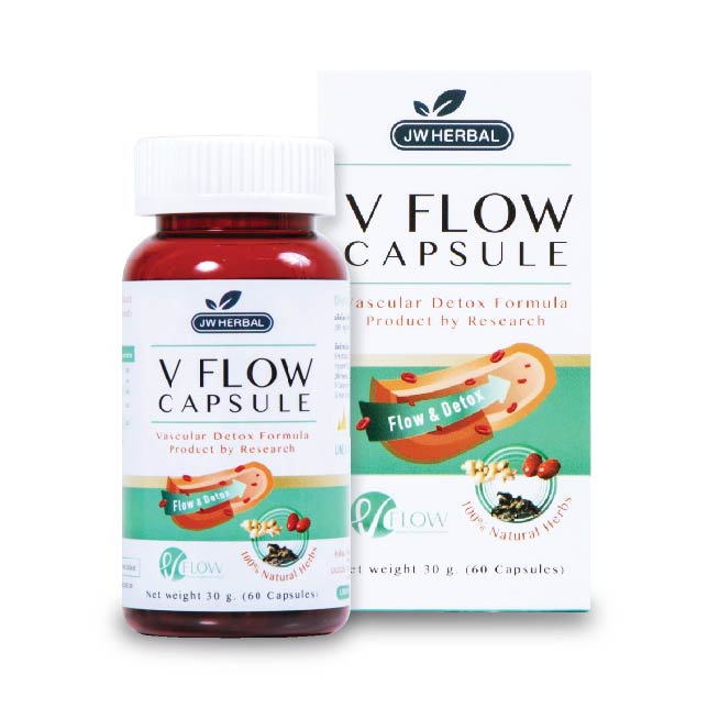 V Flow 60 Capsules – อาหารเสริมจากขิง พุทราจีน เห็ดหูหนูดำ สูตรสมุนไพรธรรมชาติ