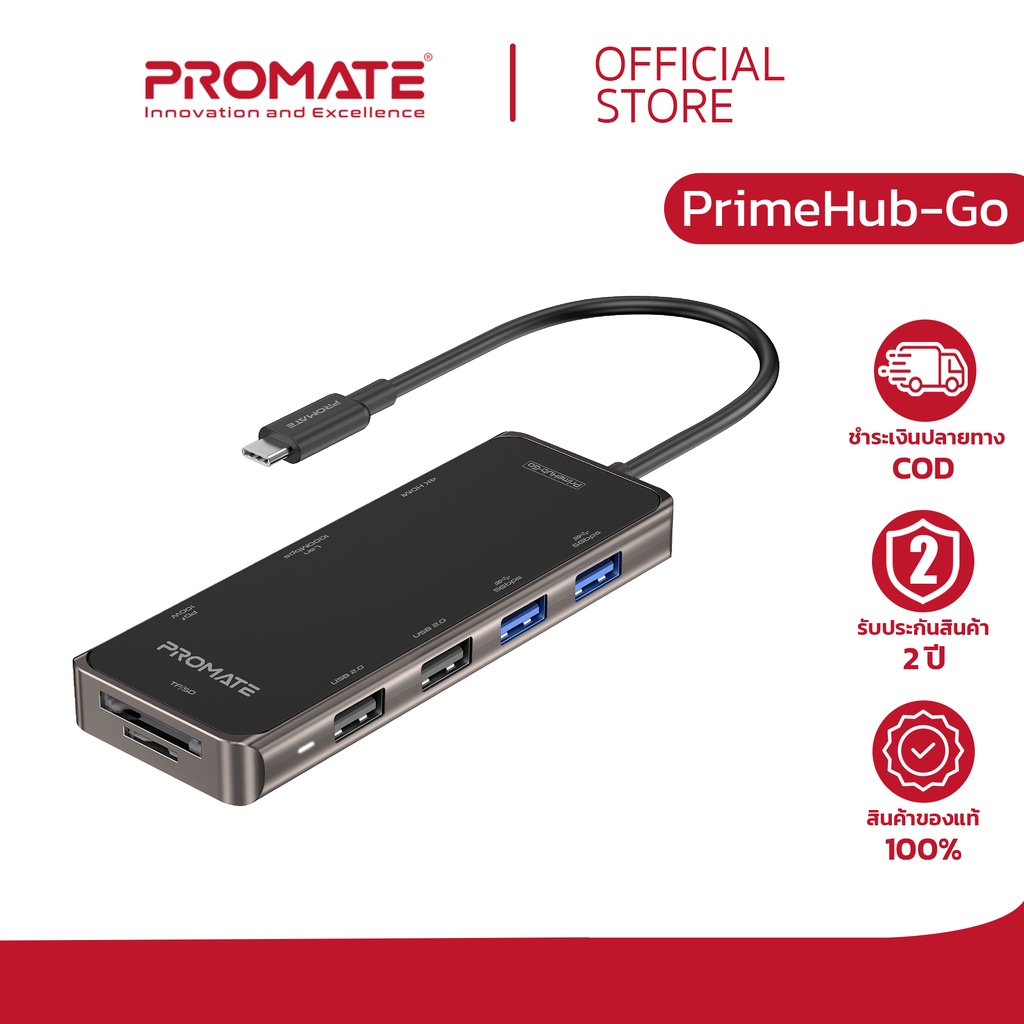 Promate USB-C HUB (รุ่น PrimeHub-Go) Compact Multiport USB-C Hub with 100W Power Delivery #7