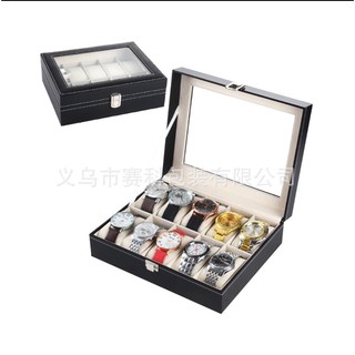 กล่องเก็บนาฬิกา กล่องใส่นาฬิกา แบบ10ช่อง หุ้มหนัง PU