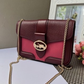 🎀 (สด-ผ่อน) กระเป๋าสะพาย 7 นิ้ว สี Oxblood Wine Multi COACH C6440 GEORGIE CROSSBODY IN COLORBLOCK