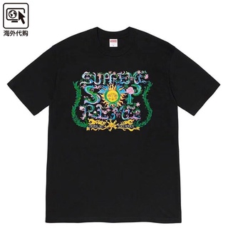 Supreme Crest Tee Floral Sun Totem Sunflower Zoning short-sleeved loose T-shirt for men and women