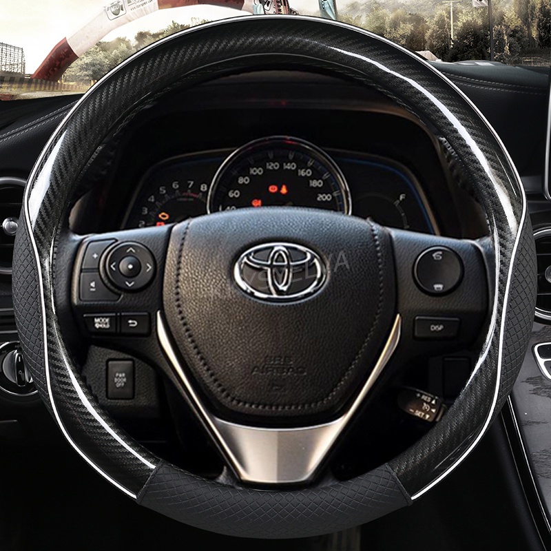สําหรับ Toyota Vios Yaris Camry Corolla Altis Mark X Crown Rav4 รถคาร์บอนไฟเบอร์พวงมาลัย 38 ซม.อุปกรณ์ตกแต่งภายใน