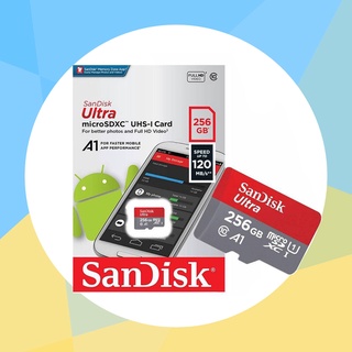 เมมโมรี่การ์ด Micro SD 256GB SANDISK (120MB/s ) A1 ของแท้ ประกัน10ปี