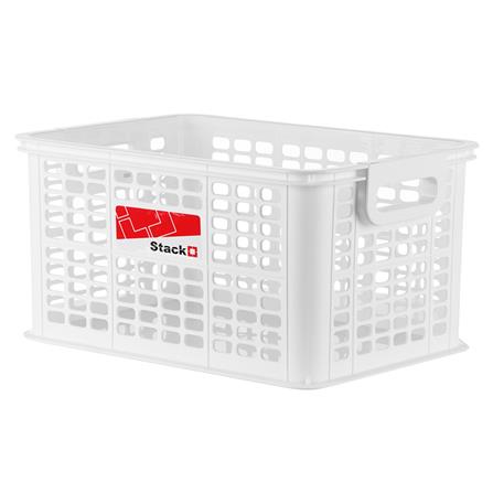 กล่องใส่ของ กล่องซ้อนได้ STACKO DT-35 S 32.6x22.1x17.4 ซม. สีขาว ลังเก็บของ