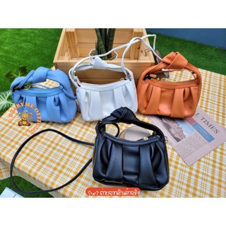 ꒰ทักก่อนสั่ง꒱ ส่งฟรี กระเป๋าแฟชั่นเกาหลี แต่งจับจีบสายมัดปม Sara Bag