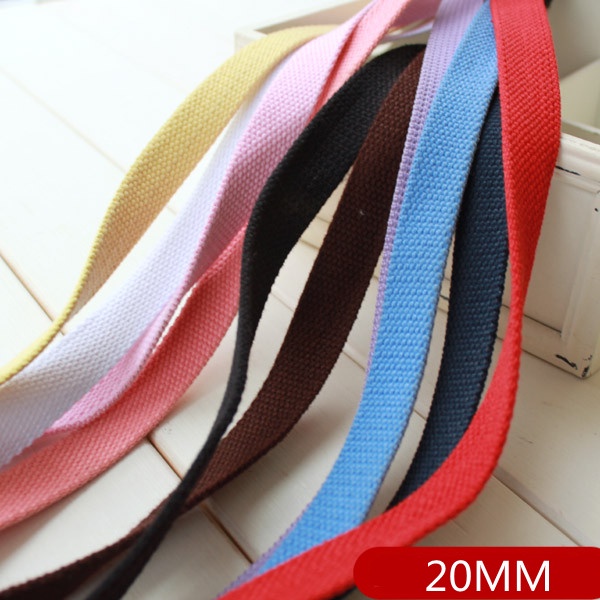 20MM ผ้าใบโพลีเอสเตอร์ผ้าฝ้าย WOVEN TAPE Webbing DIY กระเป๋าสายคล้องไหล่อุปกรณ์เสริม
