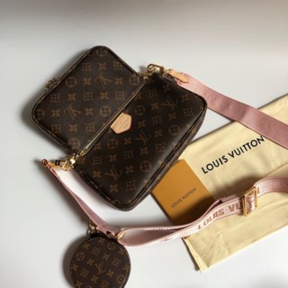 กระเป๋าสะพายข้าง multipochette สายสีชมพู พร้อมส่ง