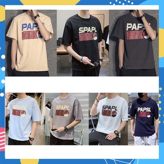 LH.Sunday🍀 เสื้อยืดสกรีนลายอักษร  SPAPL ⚡ เท่ๆ คลู everyday​ลุค หนุ่มๆห้ามพลาดน่า