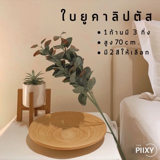 THE PIIXY (พร้อมส่ง) ใบยูคาลิปตัส ก้านยูคาลิปตัส ต้นยูคาลิปตัส ยูคาลิปตัส ใบไม้ปลอม สีเขียว สีม่วง 1 ก้านมี 3 กิ่ง