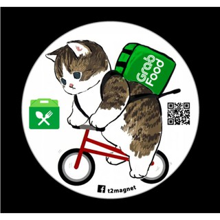 STICKER CAT RIDER GRAB-LINEMAN แมวส่งของสติ๊กเกอร์กลมแบบชุด 5 ดวง มีสองเซทให้เลือก