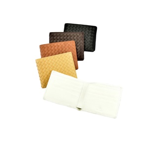 [4.4 ใช้โค้ด PSMEU999 ลดเพิ่ม 10%]05-217KL01 bi-fold wallet intrecciato กระเป๋าสตางค์สานหนังแท้ กระเป๋าตังค์สาน 11.0 x 9