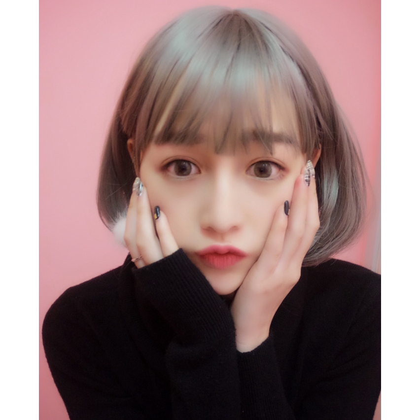 Harajuku Bob Haircut Fluffy Short Straight Hair Gray Wig Shopee