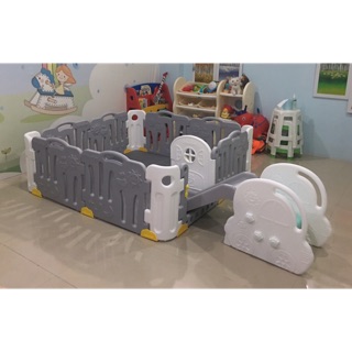 Eduplay คอกกั้นเด็ก Good Park Size L พร้อม สไลด์และแผ่นรองคลาน (SR-308GY-L+KU-C150GY+A-308L-BBGY) ของแท้จากเกาหลี