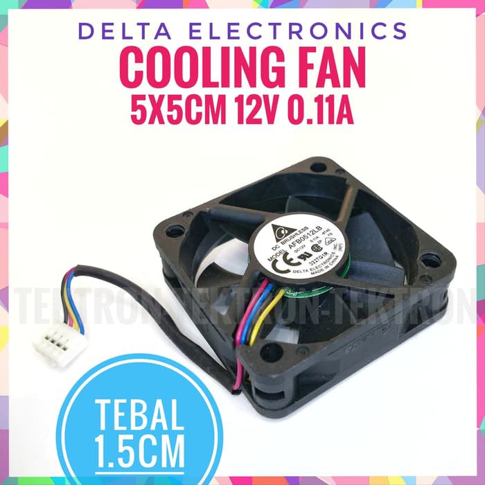 Delta Electronics 12V 0.11A พัดลมระบายความร้อน หนา 5 ซม. 1.5 ซม. 4 ขา 5x5 ซม.