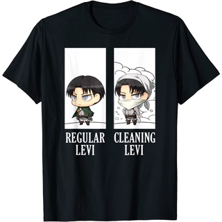 เสื้อยืดผ้าฝ้ายพรีเมี่ยม เสื้อยืด พิมพ์ลาย Attack on Titan Regular Levi Chibi สําหรับผู้ใหญ่