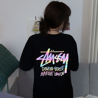 เสื้อยืดแขนสั้น พิมพ์ลายตัวอักษร Stussy 3M ทรงหลวม สําหรับผู้ชาย และผู้หญิง