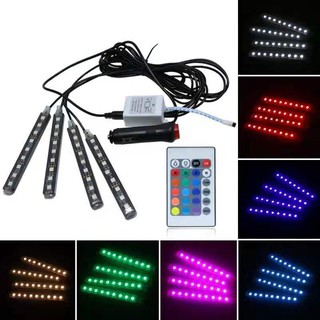 FS ไฟส่องเท้า 9LED รถยนต์ LED DC12V 15สี 5สเต็ป รีโมทคอนโทรลไร้สาย