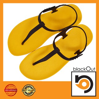 Blackout Flipper Slingblack / แตะหนีบรัดส้นเหลือง(หูน้ำตาล)