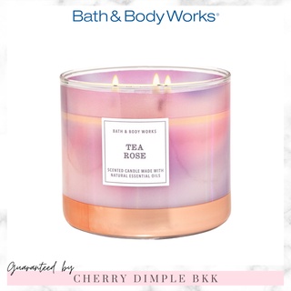 🍒ของแท้·ส่งไว·ถูก🍒BATH AND BODY WORKS เทียนหอม "Tea Rose" 3-wicks CANDLE ขนาดใหญ่ 3 หัวจุด