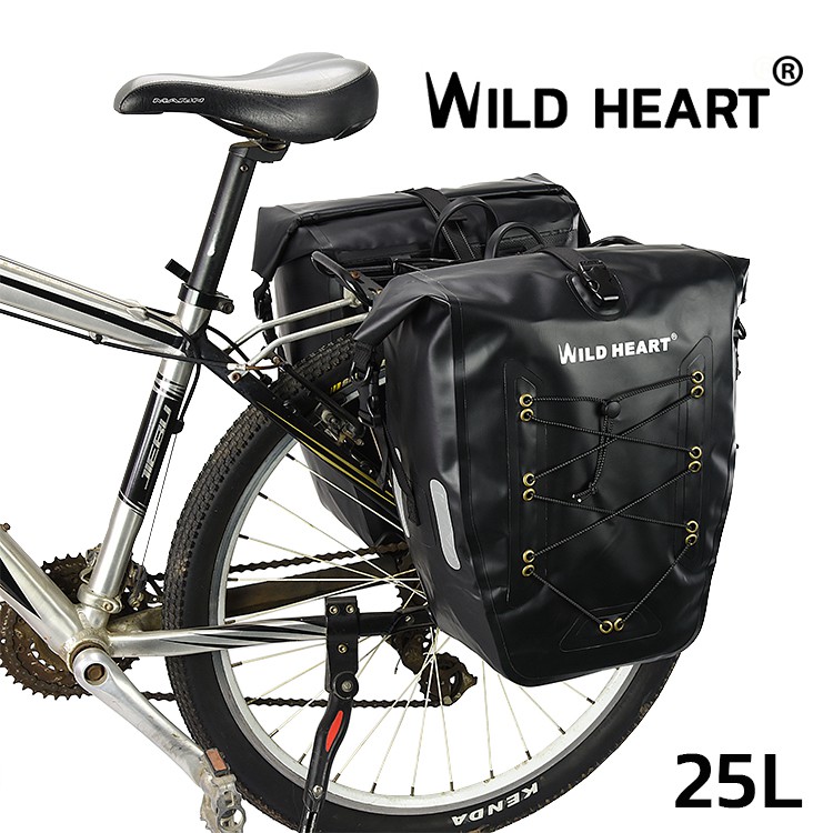 กระเป่าทัวริ่ง  กระเป๋าจักรยาน กันน้ำ 2 ใบ  (สีดำ)  เคลือบ PVC 2 ชั้น   หนา ทน เหนียว เทคโนโลยีผสานรอยต่อ