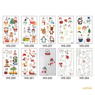 exhila 10pcs Christmas Temporary Face Arm Waterproof Party Fake Tatoo Luminous Stickers