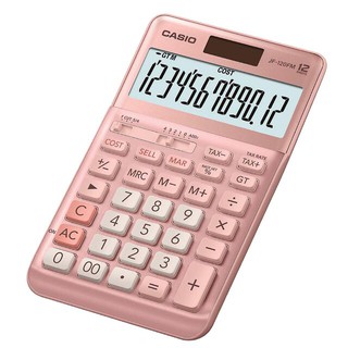 Casio Calculator เครื่องคิดเลข  คาสิโอ รุ่น  JF-120FM-PK แบบตั้งโต๊ะ ดีไซน์โค้งมน 12 หลัก สีชมพู