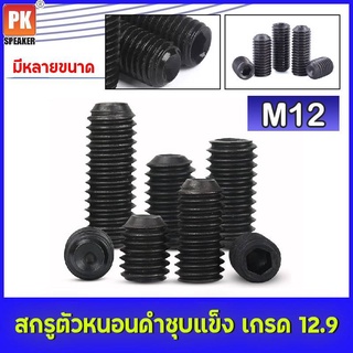 สกรูตัวหนอน ดำ เหล็กแข็ง 12.9 [M12] หลายขนาด