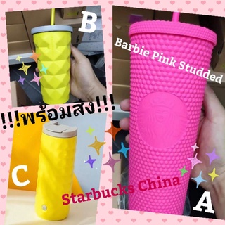 Starbucks แก้วหนาม Barbie Pink Studded 24oz./CC.สแตนเลสมีหลอด16oz./Troyสแตนเลส 16oz.