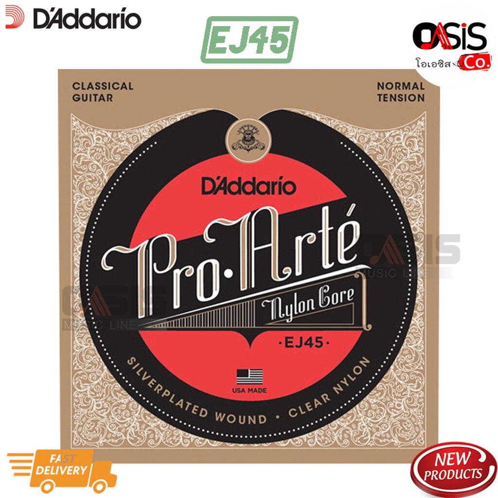(แท้100%) สายกีต้าร์คลาสสิค EJ-45 D'Addario EJ45 สายไนล่อน Classic Guitar Strings Nylon EJ45 Normal 
