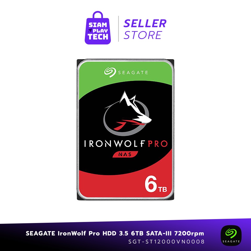 Seagate 6TB/12TB Ironwolf Pro NAS HDD 3.5" 7200RPM C/256MB SATA 6GB/s (ฮาร์ดดิสความจุ 6TB/12TB)