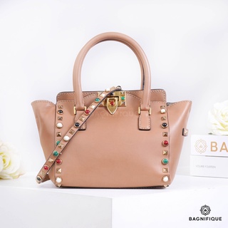 VALENTINO SMALL TOTE MULTICOLOR STONE BEIGE