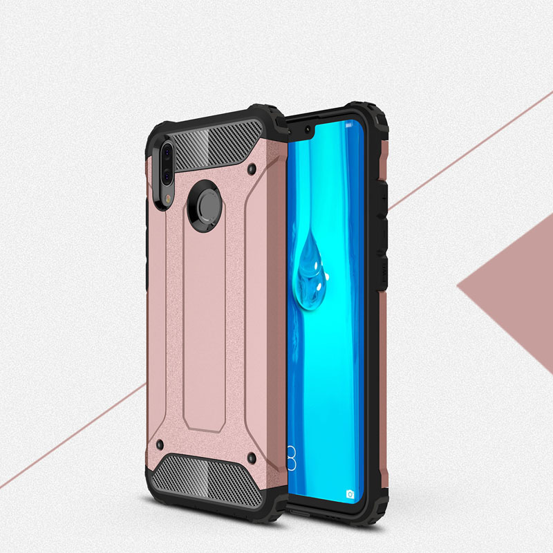Schutzhülle Für Huawei Y6s 2019 / Honor 8A | Braune Gummi-Hülle Mit Standfuß & Kartenslots