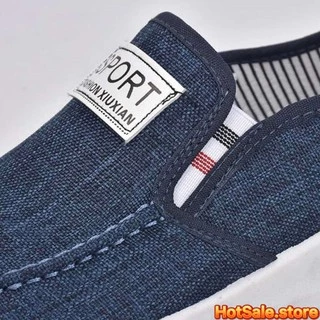 ส่งเร็ว🚚3สี รองเท้าผู้ชาย แฟชั่น 39-44 ดำ/เทา สลิปออน นำเข้า ราคาถุก ผ้า ไม่มีเชือก B-030