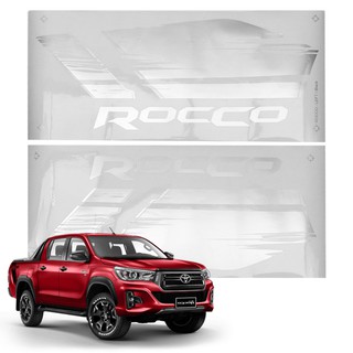 ชุด2ชิ้น ซ้าย+ขวา Sticker "ROCCO" สีเงิน สำหรับ โตโยต้า Toyota ไฮลักซ์ Hilux รีโว่ Revo ร็อคโค่ Rocco 4x4 ปี 2019 20