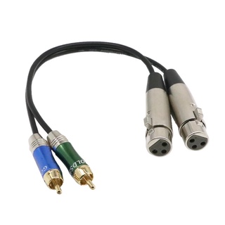 Dual 2 RCA ชายปลั๊ก XLR หญิงอะแดปเตอร์ Spiltter สายแพทช์สายไฟ (1ฟุต)