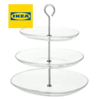 จาน จานเสิร์ฟ 3 ชั้น เป็นแก้วใส IKEA ชั้นวางขนม ถาดขนม