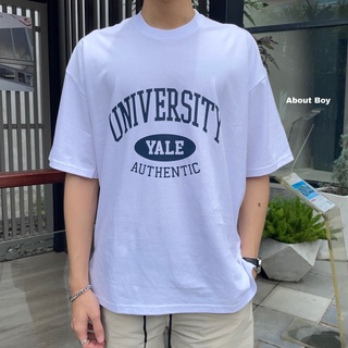 ABOUT BOY เสื้อ oversize สกรีน สไตล์เกาหลี University