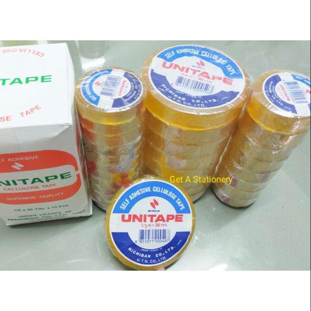 เทปใส UNITAPE แกน 1นิ้ว& 3 นิ้ว ขนาดหน้าเทป 1/2 & 3/4 & 1 นิ้ว ยาว 36 หลา (ยกแถว)