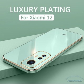 Xiaomi 12T pro Mi12T pro หรูหรา ชุบ ขอบตรง บาง เคสป้องกัน ซิลิโคนนิ่ม เคสด้านหลัง