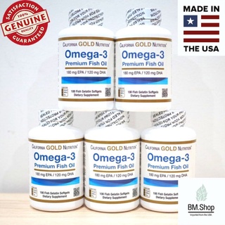 [พร้อมส่ง]Omega-3, Premium Fish Oil, 100 Softgels California Gold Nutrition