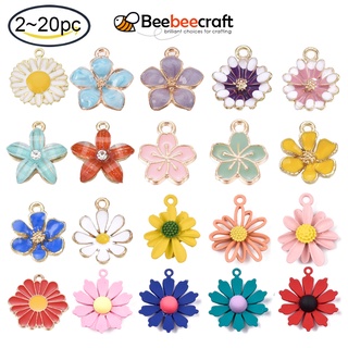 Beebeecraft จี้รูปดอกเดซี่ พ่นสีสเปรย์ โลหะผสม สําหรับทําเครื่องประดับ สร้อยคอ ต่างหู DIY 2-20 ชิ้น