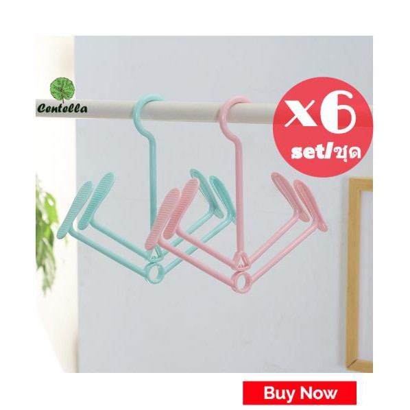 SAKU coat hanger ไม้แขวนตากรองเท้า ZYZ024-MB สีฟ้า 6 แพ็ค/pack