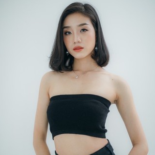 CE01-Black เกาะอกผ้าไหมพรมสีดำ