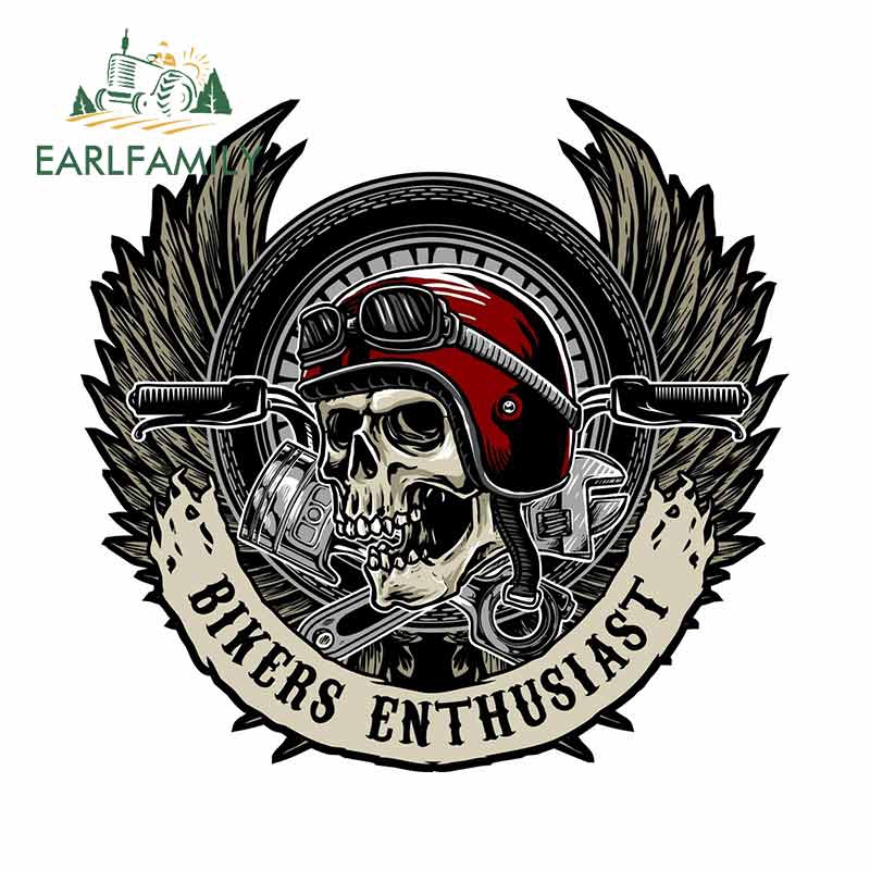 Earlfamily 13 ซม.BIKErs Enthusiast รถสติกเกอร ์ กันชนรถจักรยานยนต ์ Trunk Windows ไวนิลกันน ้ ํารูปลอกเหมาะสําหรับแบนและเรียบทําความสะอาดพื ้ นผิว