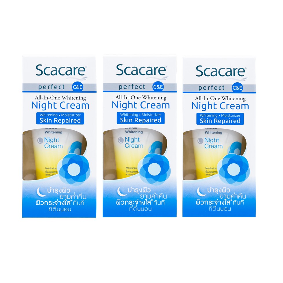 Scacare สกาแคร์ เพอร์เฟ็คท์ ไวท์เทนนิ่ง ไนท์ครีม 30 กรัม 3 กล่อง (ครีมบำรุงผิวหน้า,ครีมบำรุงผิวกลางค