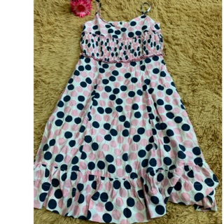 🌹Hot💥ลดราคา Pink polkadot Dress อก32งานดีราคาน่ารัก dress สายเดี่ยวทรงกระโปรงทรงหางปลา ใส่น่ารักๆๆรับsummer