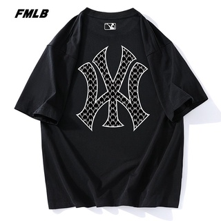 Mlb เสื้อยืดแขนสั้น ผ้าฝ้าย ทรงหลวม สไตล์อเมริกัน เหมาะกับฤดูร้อน สําหรับผู้ชาย และผู้หญิงเสื้อยืด