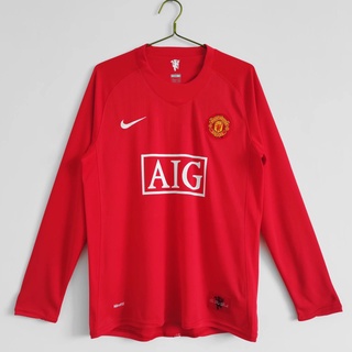 เสื้อกีฬาแขนยาว ลายทีมชาติฟุตบอล Manchester United 2007 08 ชุดเหย้า คุณภาพสูง AAA