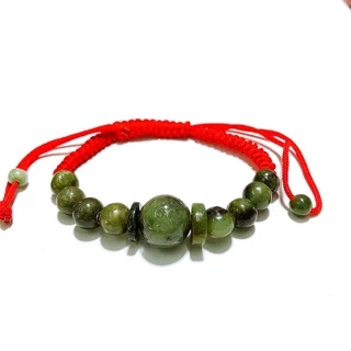 Boon สร้อยข้อมือหิน ด้ายแดงนำโชค กำไลหยก ควอตซ์ เชือกถักเขียว ปรับขนาดได้